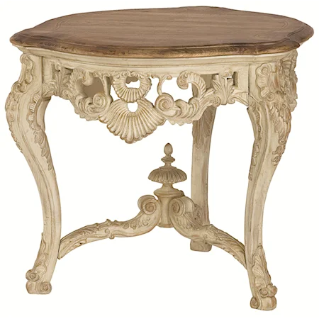 Round Carved Tripod End Table with Cabriole Legs